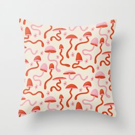 Groovy Magic Mushroom Pattern Throw Pillow