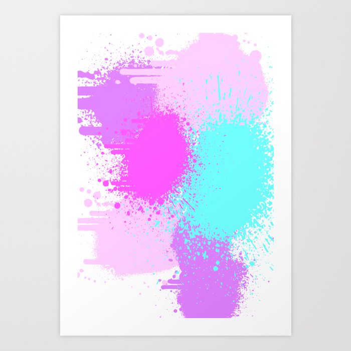 Wind - Retro Colorful Abstract Pastel Paint Spots Art Print