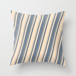 [ Thumbnail: Slate Gray and Bisque Colored Stripes Pattern Throw Pillow ]