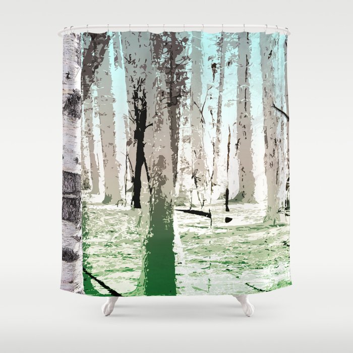 Birch Forest Shower Curtain By Perkinsdesigns Society6