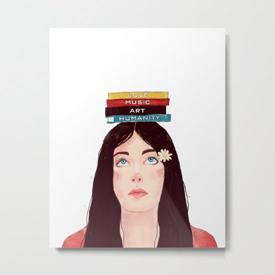Book girl Metal Print
