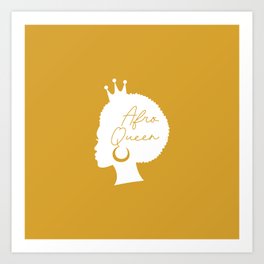 Afro woman silhouette. Afro queen. Mustard background.  Art Print