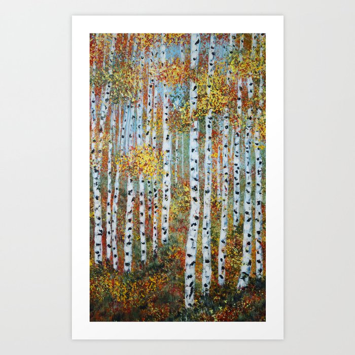Last Hurrah Aspen Tree Painting Art Print By Artbykatsy Society6