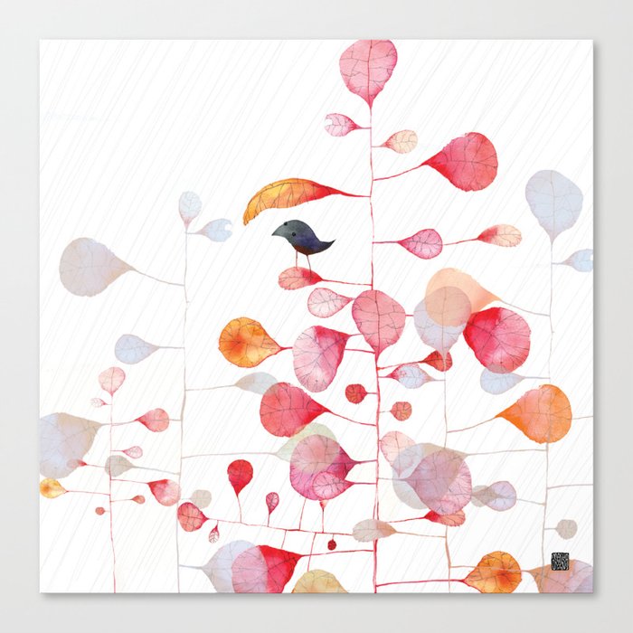 UNDER THE PINK LEAF Canvas Print