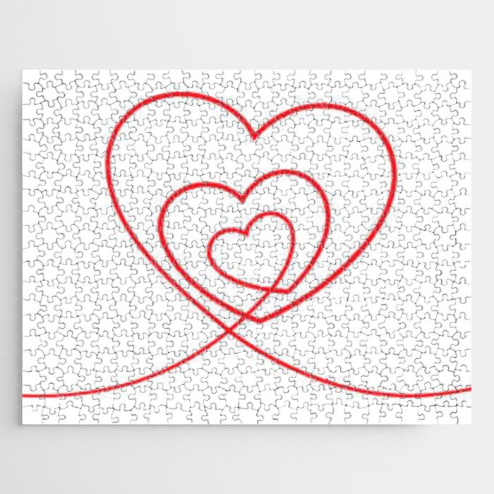 Valentine Red Heart Line Art Jigsaw Puzzle