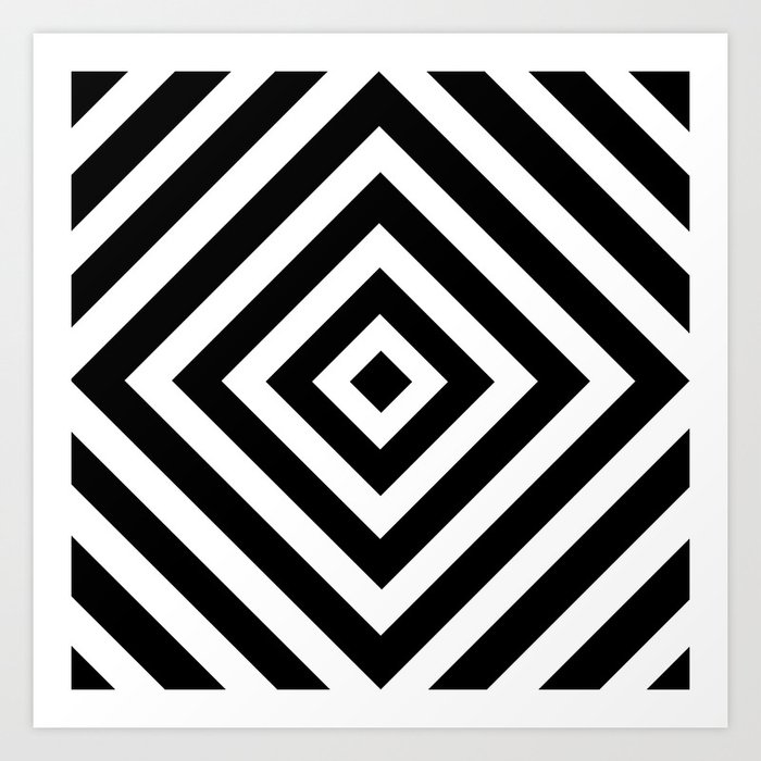 Abstract geometric pattern - black and white. Art Print