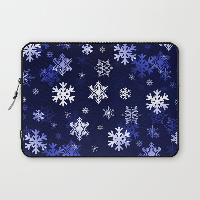 Dark Blue Snowflakes Laptop Sleeve