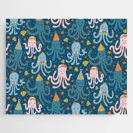 Octopus Birthday Party Pattern Jigsaw Puzzle