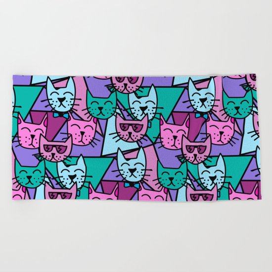 Pop Art Cats Beach Towel