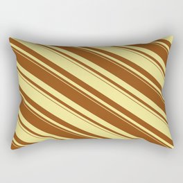 [ Thumbnail: Tan and Brown Colored Lines/Stripes Pattern Rectangular Pillow ]