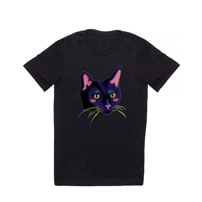 Graphic Cat Head - Blue Palette T Shirt