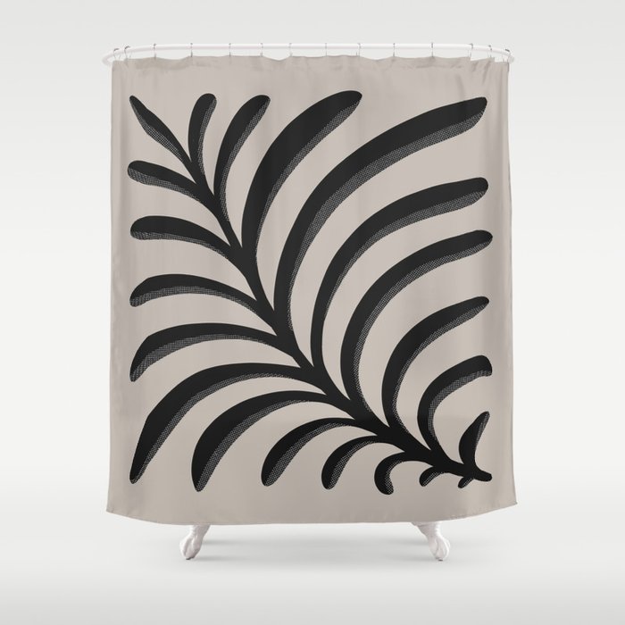 Neutral Inked Fern - Black and Cream Shower Curtain
