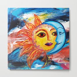 Sun and Moon United Metal Print