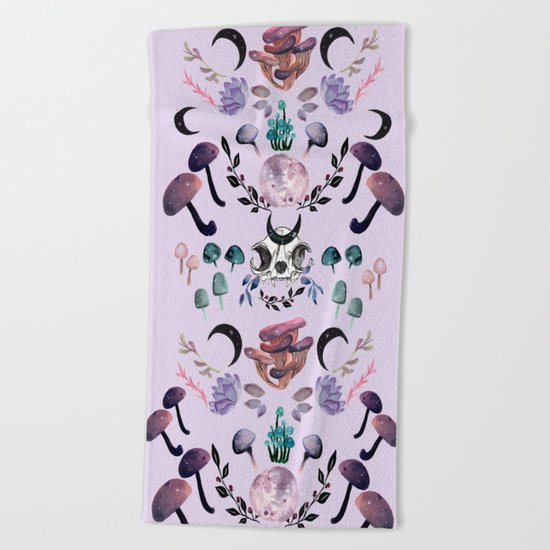 Midnight Mushrooms Beach Towel