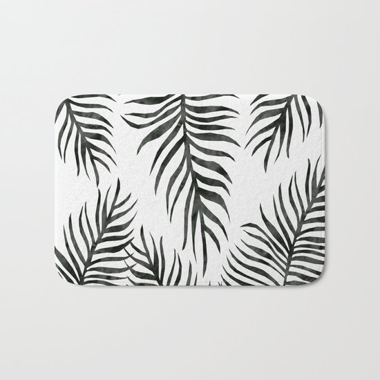 Black Fern Pattern Bath Mat