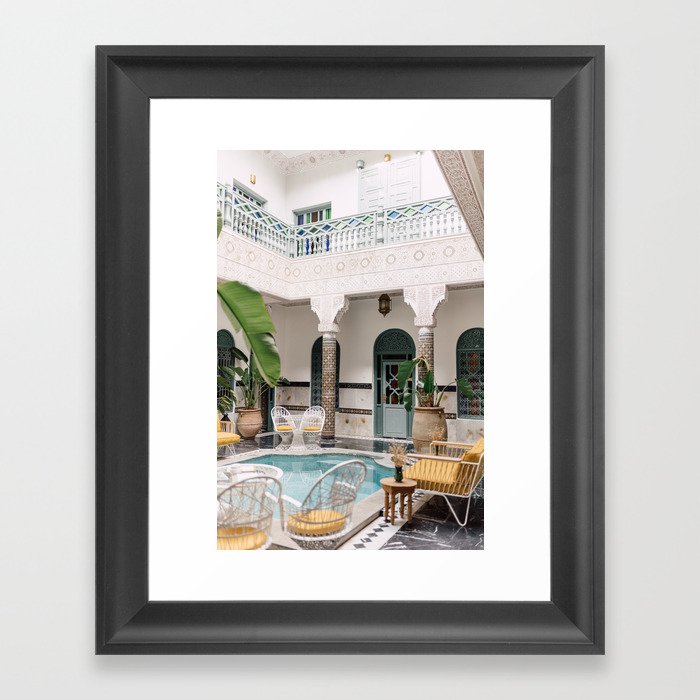 Tropical Riad Ksar Kashbah Marrakech | Bohemian pool vibe | Travel Photography Art Print Framed Art Print