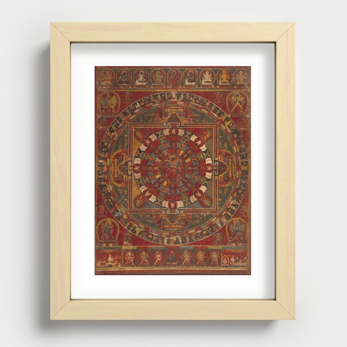 Tibetan Thangka, Samsara Mandala, Buddhist Wheel of Life Recessed Framed Print
