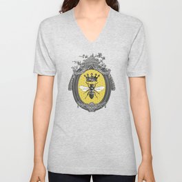 Queen Bee No. 3 | Vintage Bee with Crown | Honeycomb | V Neck T Shirt