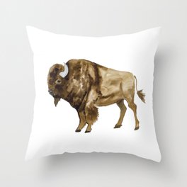 Watercolor Bison Throw Pillow