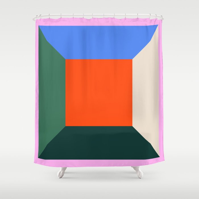 Chromatic Window 3 - Modern Geometric Minimalism Shower Curtain