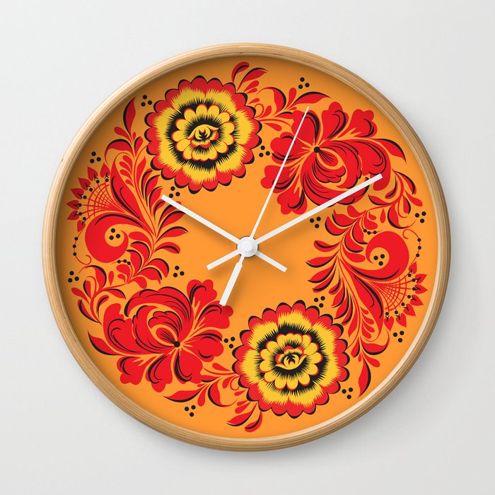 embroidered flowers Wall Clock
