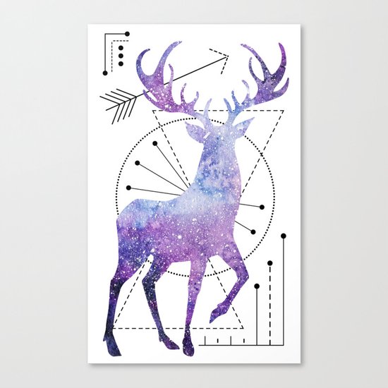Ethnic deer and space Canvas Print