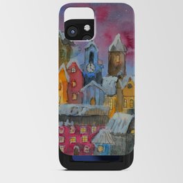  A town in a winter night iPhone Card Case