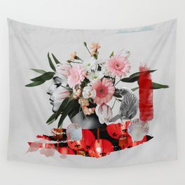 Face and flowers Wall Tapestry