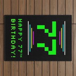 [ Thumbnail: 77th Birthday - Nerdy Geeky Pixelated 8-Bit Computing Graphics Inspired Look Outdoor Rug ]