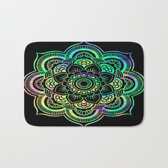 Black Light Mandala Bath Mat