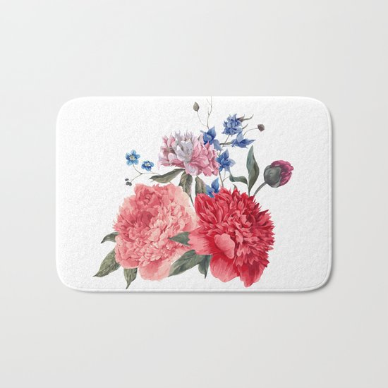 Beautiful PINK, ROSE AND BLUE - Jersey Beauty Flower Bath Mat