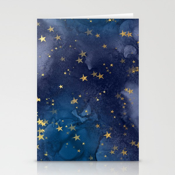Gold stardust night sky Stationery Cards