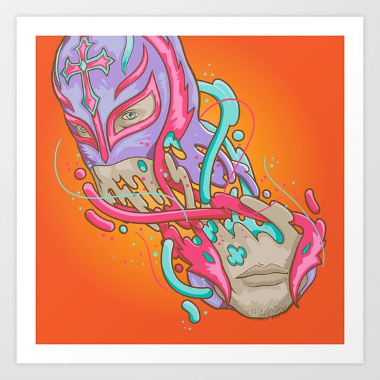 Happily melting Rey Mysterio Art Print