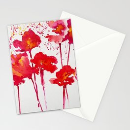 contemporary red floral poppies Stationery Card