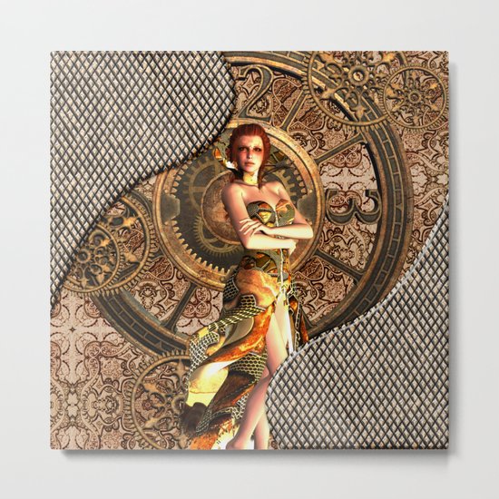 Steampunk, beautiful steam women Metal Print