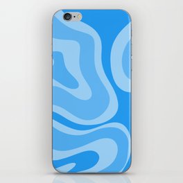 Modern Retro Liquid Swirl Abstract Pattern in Light Blue and Sky Blue iPhone Skin