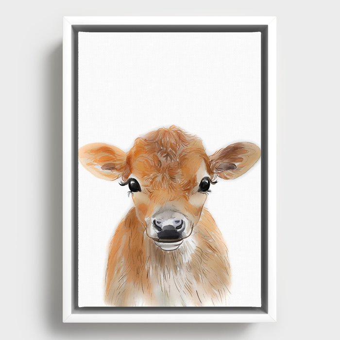 Baby Cow Print Farm Animal Nursery Framed Canvas