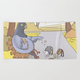 Pigeon Feeding Beach Towel