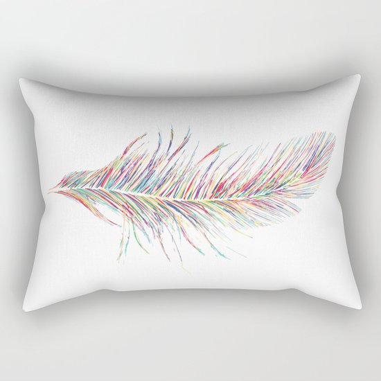 Rainbow Feather Rectangular Pillow