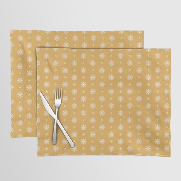 Christmas Pattern Yellow Retro Snowflake Placemat