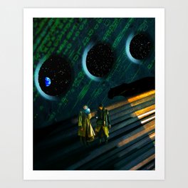 Explorers Spaceship and Panther Art Print