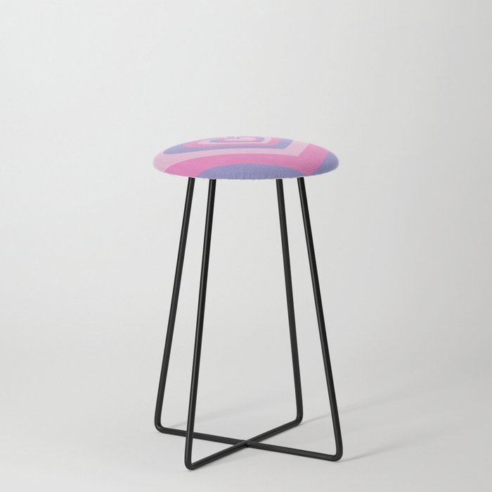 Hypnotic 70s Beating Hearts Pink + Violet Counter Stool