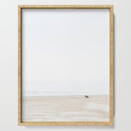 The lone surfer | fine art surf beach photography | Wanderlust at the ocean Serving Tray
