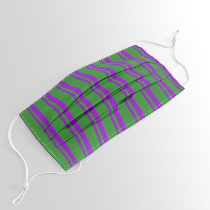 Dark Violet and Forest Green Colored Stripes/Lines Pattern Face Mask