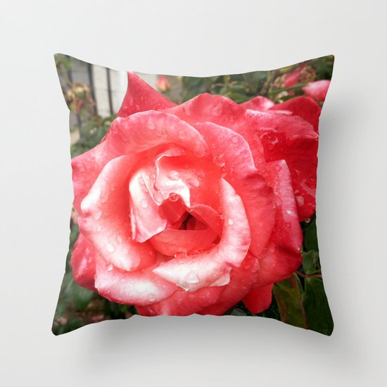 Rainy Day Rose Throw Pillow