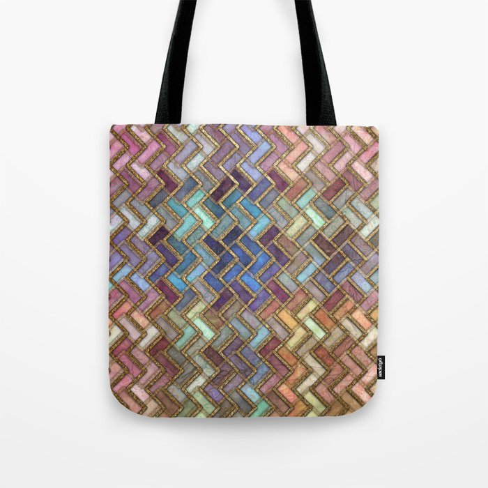 Colorful Royal Gold Geometric Pattern Tote Bag