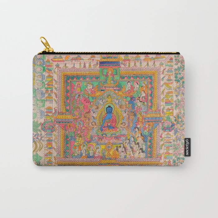 The Paradise of The Medicine Buddha - Tibetan Thangka Painting  Carry-All Pouch