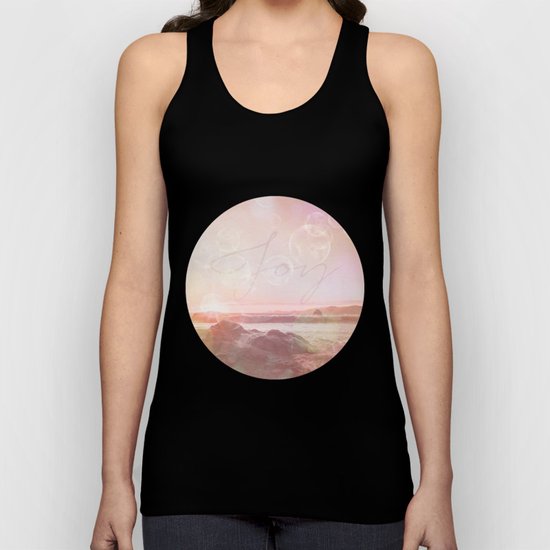 Joy at the sea bubbles sunst ocean typography art Unisex Tank Top