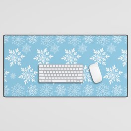 Christmas Pattern White Turquoise Snowflake Desk Mat