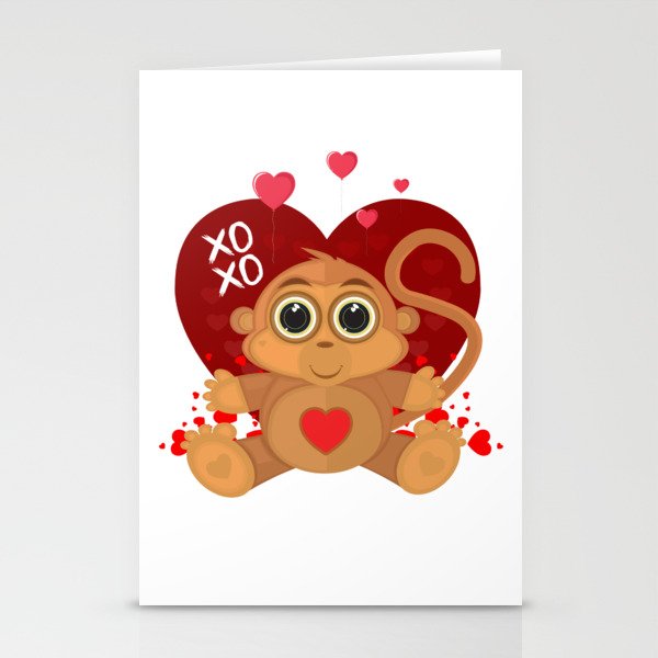 Valentine's Day Monkey Stationery Cards
